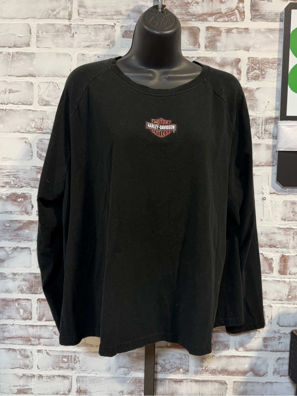 Harley-Davidson Black Long Sleeve Shirt with Small metallic Orange Logo